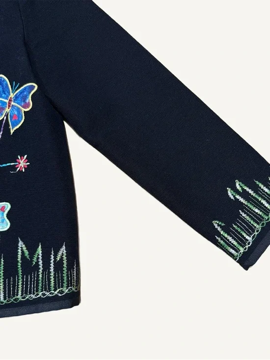 Drapers & Damons Embroidered Butterfly Jacket Petite M Cotton - Picture 6 of 7